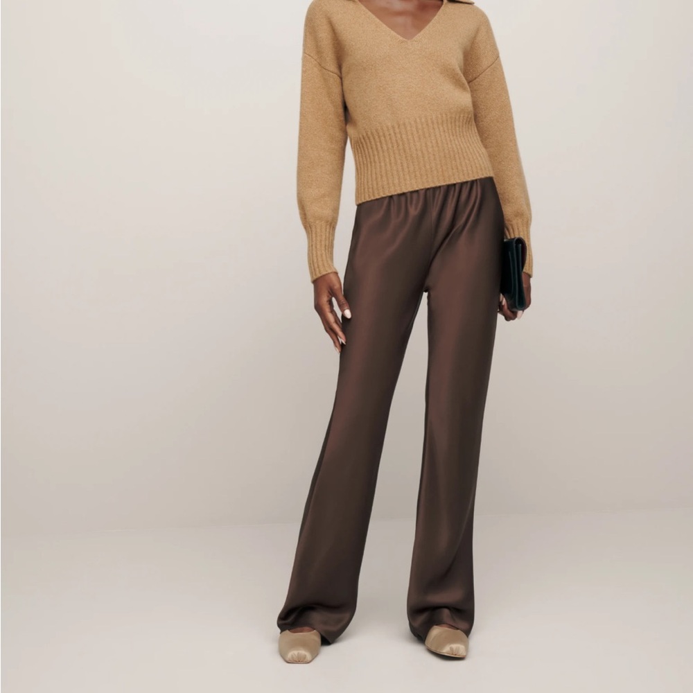 Reformation Gale Satin Mid Rise Bias Pant Petite